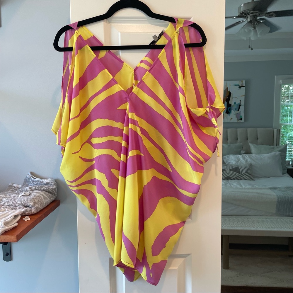 Vibrant Yellow and Pink Women's Blouse